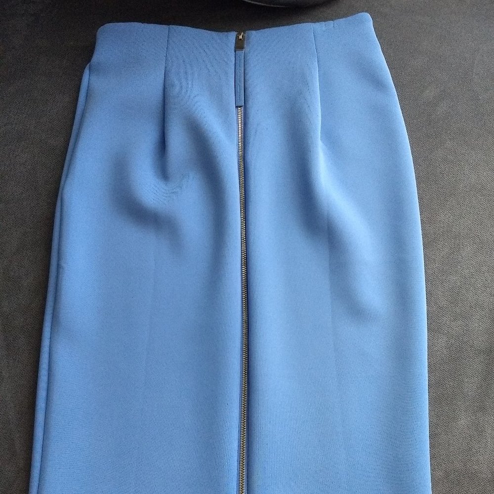 Catherine Malandrino Sky Blue Pencil Skirt Back Gold Zipper New Never Worn! Sz 6